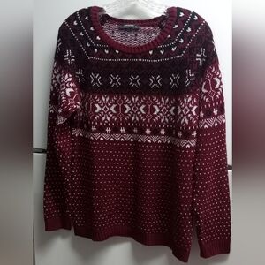 ∆-L C W Casual Knitwear Burgundy Classic Selburose Sweater - Size: XL